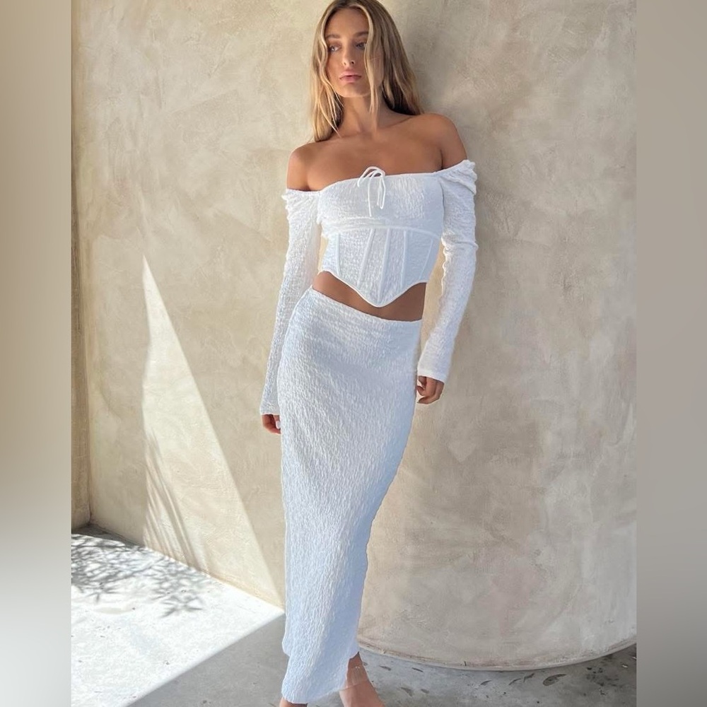 SABO Shelton Off Shoulder Corset Top White Size Small Coquette Bridal - Picture 8 of 8